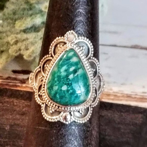 The Girl With Kaleidoscope Eyes Jewelry - Rare Russian Amazonite Sterling Ring